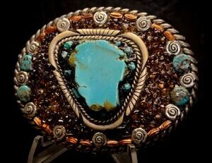 New Handmade Unisex Belt Buckle with Turquoise